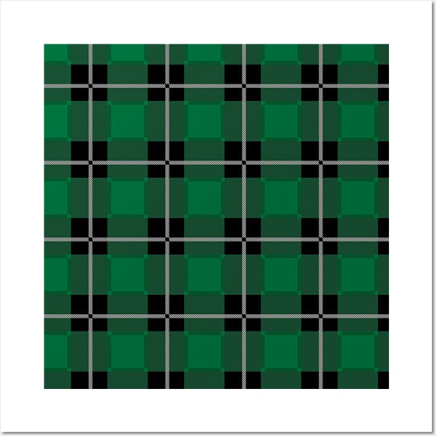 Green and Black Flannel-Plaid Pattern Wall Art by Design_Lawrence